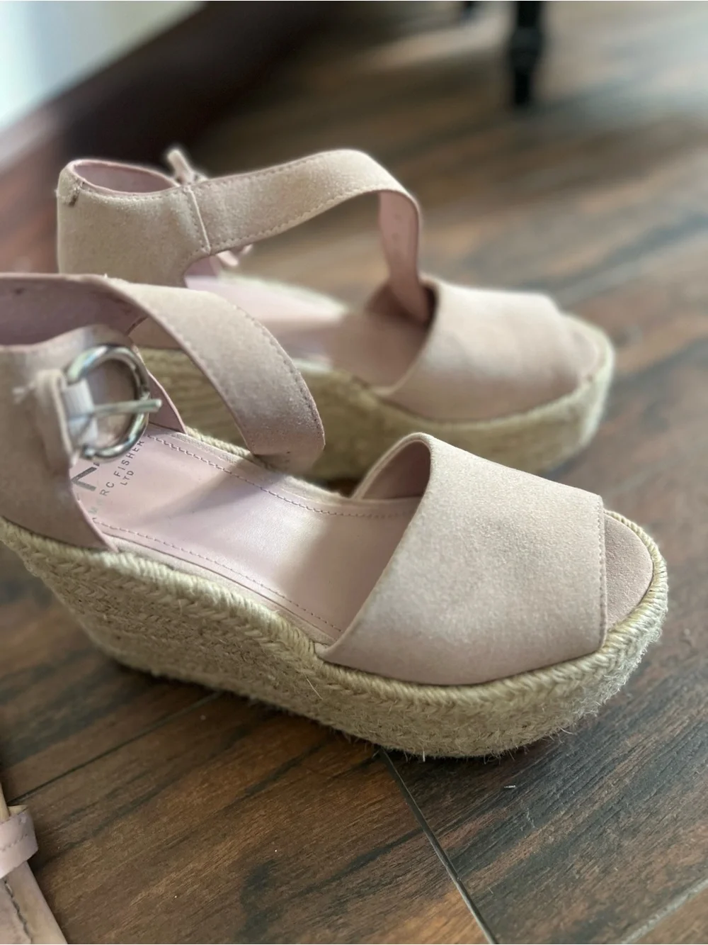 Women's Blush taupe Marc fisher Espadrille Wedge Sandals